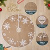 Joyfy 36" Christmas Tree Skirt, Burlap Tree Skirts Mat with Snowflakes, Christmas Decorations Intdoor, Xmas New Years Eve Party Decor - 2 of 4