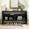 Black Modern Storage Cabinet with Doors and Open Shelf, Natural Wood Finish Sideboard Console for Living Room, Entryway or Hallway-Maison Boucle - 3 of 4
