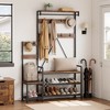Parent-Child Coat Rack Shoe Bench Industrial Hall Tree with Bench and Shoe Storage Coat Tree Entryway Large Organizer with storage Cubbies, Hooks - 3 of 4