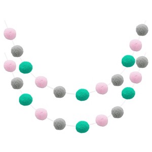 Unique Bargains Colorful Felt Ball Flexible Wear-resistant Pom Pom Garland 2 Pcs - 1 of 4