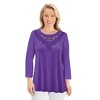 Collections Etc Lace Trim 3/4 Sleeve Knit Top - 2 of 4