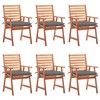 vidaXL Outdoor Chair Set of 6 Brown, Grey Solid Acacia wood, Polyester - 2 of 4