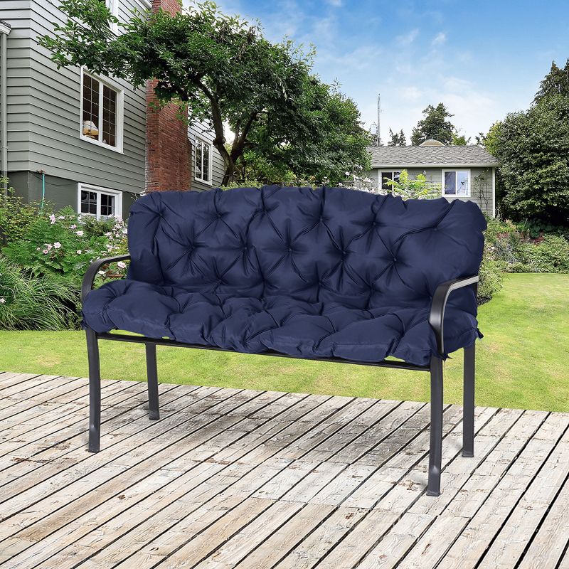 Outsunny Tufted Bench Cushions for Outdoor Furniture, 3-Seater Replacement for Swing Chair, Patio Sofa/Couch, Overstuffed w/ Backrest, 3 of 7