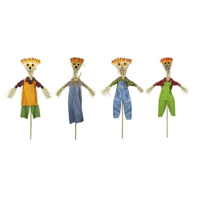 Northlight Club Pack of 12 Green Broom Head Halloween Decor Scarecrows 16"