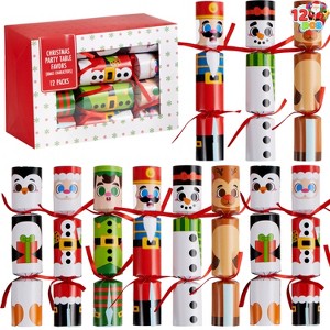 Joyfy 12-Pack Christmas Party Favors – No-Snap Crackers with 6 Character Designs (Hats, Jokes & Surprises!) - 1 of 4
