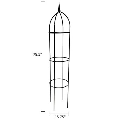 78.5" Black Powder-Coated Steel Garden Obelisk