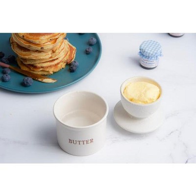 Speckled Cream Ceramic Butter Keeper Dish with Lid