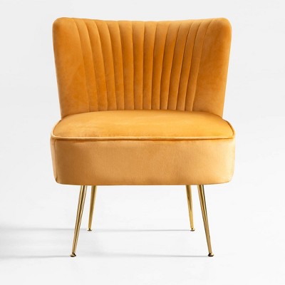 WestinTrends Phoebe Upholstered Tufted Velvet Accent Chair With Metal Leg