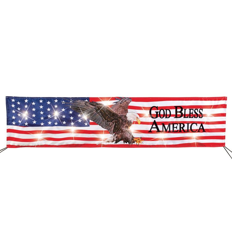 Collections Etc LED Lighted American God Bless America Flag Banner, 1 of 3