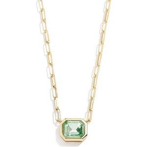 Birthstone Pendant Necklace for Women, Delicate Paperclip Chain Fashion Jewelry - 1 of 4