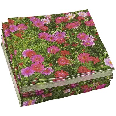 Juvale 100 Pack Pink Daisy Floral Disposable Luncheon Paper Napkins 6.5" for Birthday Summer Party Decorations