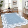 Washable Scalloped Living Room Bedroom Rugs, Indoor Modern Non Slip Dining Room Rugs, Low Pile Floral Print Throw Carpet for Home Decor - 2 of 4