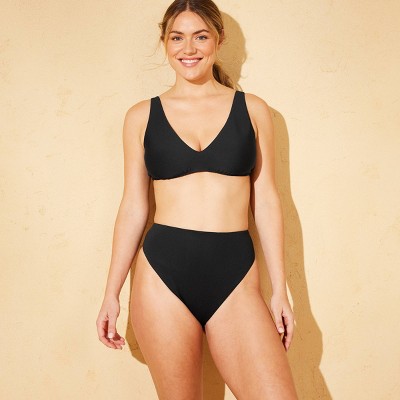 Shade & Shore Women's High Waist Extra High Leg Cheeky Bikini Bottom - Shade & Shore™ Black M — фото 4