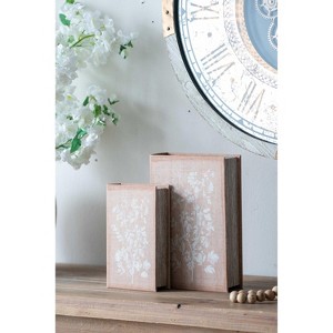 Gulches Set of 2 Decorative Book Boxes with Soft Multi-Colored Floral Motifs(Large: 7"x3"x10.5", Small: 5"x2"x8.5") - 1 of 4
