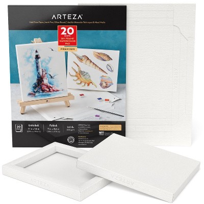 Arteza Watercolor Paper Pad, White DIY Frame, Bleed-Proof Paper, 11"x14", DIY Ready-to-Hang Artwork Kit- 20 Sheets (ARTZ-2011)