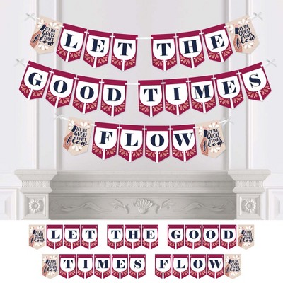 Big Dot of Happiness But First, Wine - Wine Tasting Party Bunting Banner - Party Decorations - Let The Good Times Flow