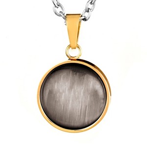 ELYA Women's Polished Cat's Eye Gold Plated Steel Pendant Necklace - 19" - 1 of 3