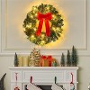 Joyfy 3 Pcs 19 Inch Pre-lit Christmas Wreath, Battery Operated Christmas Wreath Decorative Christmas Balls Hanging Ornament - 2 of 4