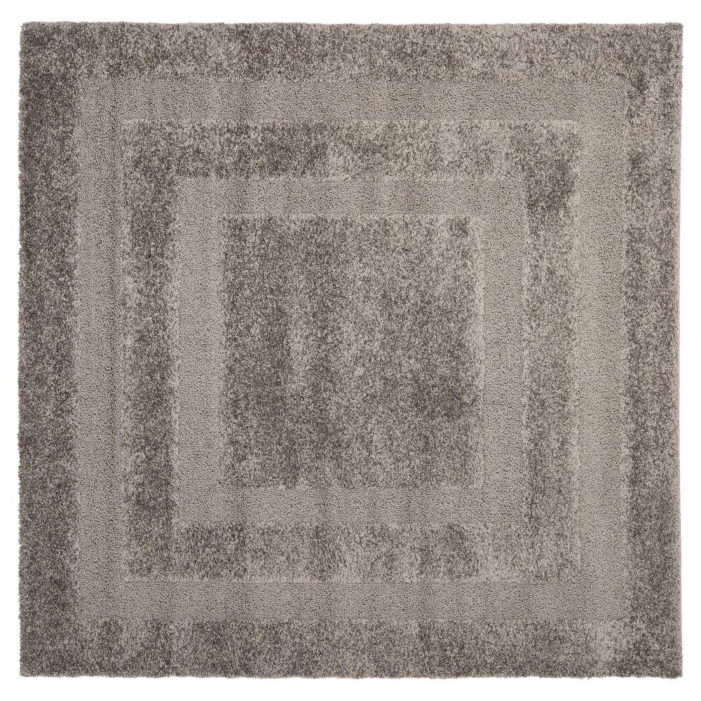 4'x4' Gray Abstract Shag/Flokati Loomed Square Accent Rug - Safavieh