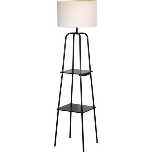 Etagere Power Source Shelf Floor Lamp Black Includes Energy