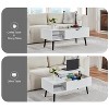 White 39" Wood Lift-Up Coffee Table with Hidden Compartments and Storage Shelves - 2 of 4