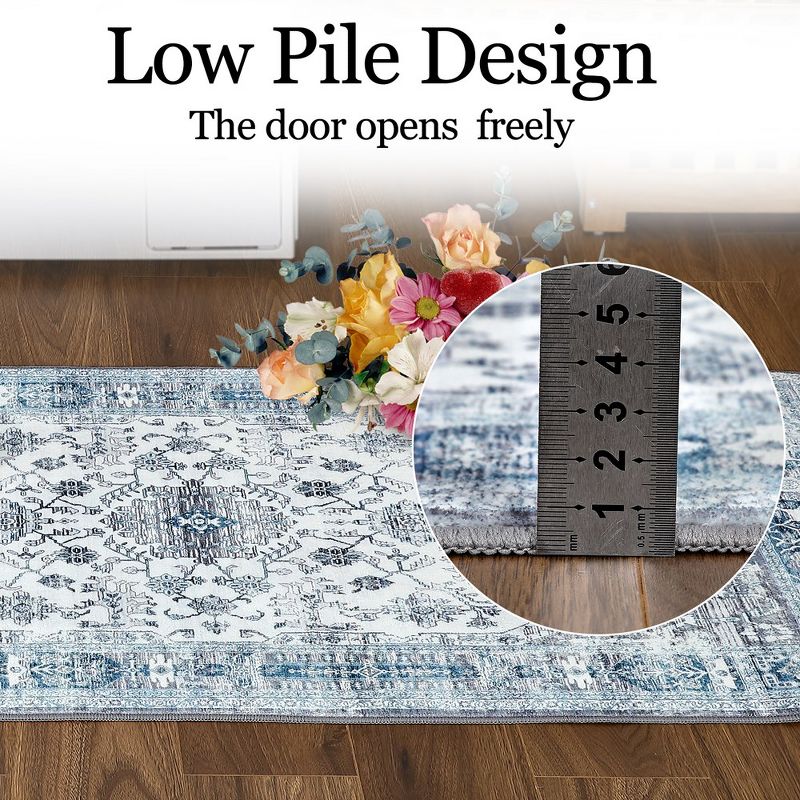 Washable Rug Vintage Bohemian Medallion Area Rugs with Non-Slip Backing Non-Shedding Floor Mat, 4 of 9