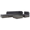 vidaXL Patio Lounge Set - 6-Piece Poly Rattan Gray Sectional Sofa Set with Coffee Table and Ottoman - Comfortable Outdoor Seating with Cushions - 3 of 4