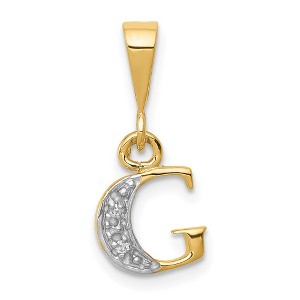 Black Bow Jewelry The Chloe Mini Diamond Accent initial G Pendant in 14k Yellow Gold - 1 of 4