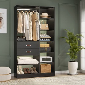 Aheaplus 40'' W Freestanding Closet System Walk-in Closet Organizer with Drawers and Hanging Rod - 1 of 4