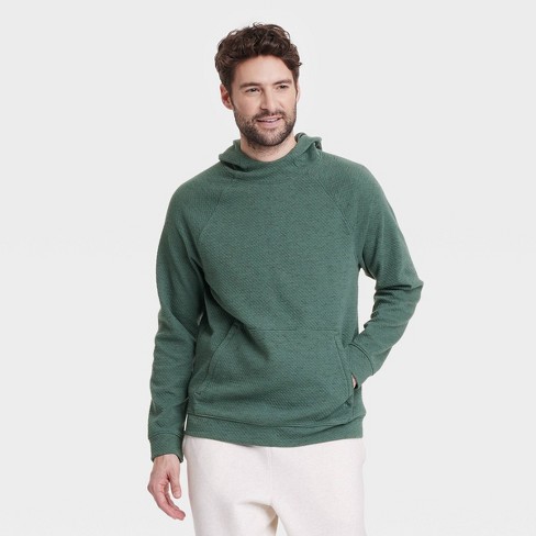 Men s Textured Pullover Hoodie All In Motion Teal Green M Target