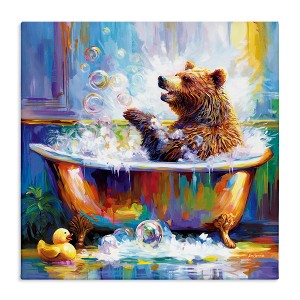 Stupell Industries Happy Bear in Bathtub, 17" x 17" - 1 of 4