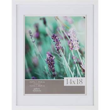 Gallery Solutions 14"x18" White Wood Wall Frame with Double White Mat 11"x14" Image