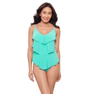 Aqua Green, Women's Triple Tier Tankini - 1 of 3