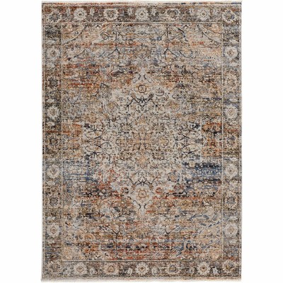 Kaia Transitional Medallion Tan/Orange/Blue Area Rug