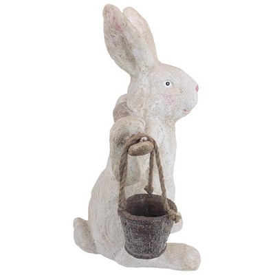 Ezekiel Rabbit Resin Spring Bunny Statue with Removable Buckets