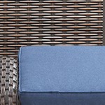 blue cushion/brown wicker