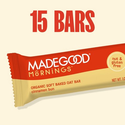 MadeGood Mornings Cinnamon Bun Soft Baked Oat Protein Bars Value Pack - 15.9oz/15ct