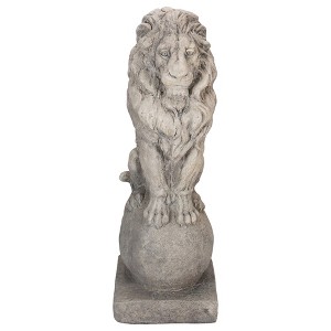 Northlight 18" Sitting Regal Lion Outdoor Pedestal Garden Statue - 1 of 4
