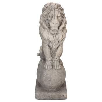 Northlight 18" Sitting Regal Lion Outdoor Pedestal Garden Statue