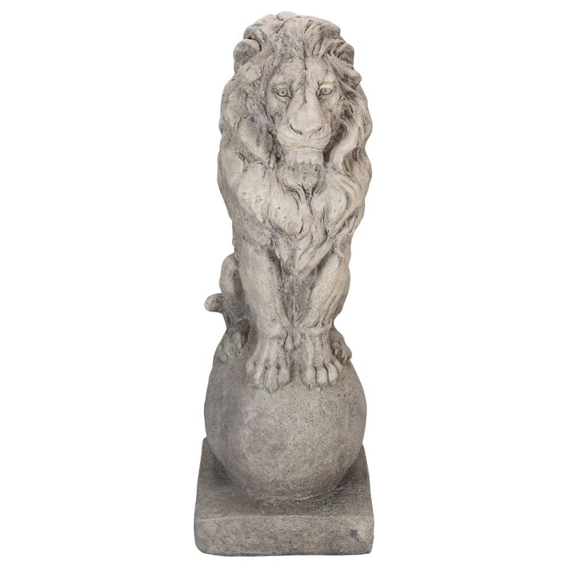 Northlight 18" Sitting Regal Lion Outdoor Pedestal Garden Statue, 1 of 6