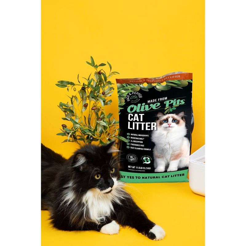 Paco &#38; Pepper Made from Olive Pits Natural Low Dust Clumping Cat Litter - 11.5lbs, 3 of 7