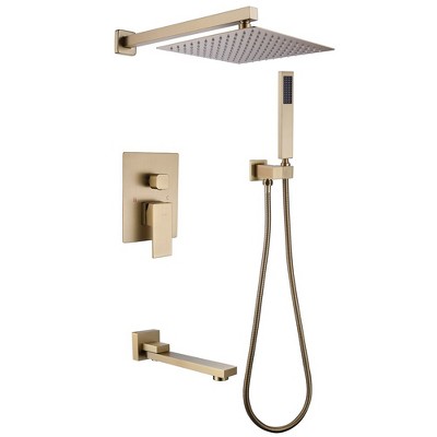 Single-Handle 3-Spray Square High Pressure Tub and Shower Faucet in Matte Black (Valve Included)