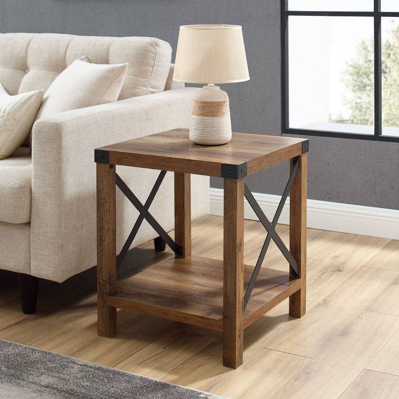 Sophie Rustic Industrial X Frame Side Table - Saracina Home, 3 of 17