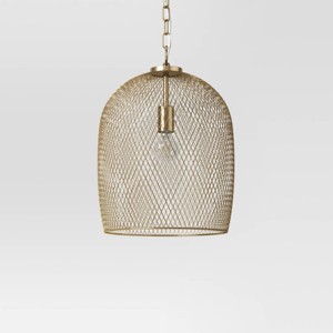 Machined Metal Ceiling Pendant - Threshold™: Glam Gold-Tone, Adjustable Height, UL Listed - 1 of 4