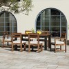 Whisen 7 Piece Patio Table and Chairs Set, Wood Dining Set with Umbrella Hole, 2 Armchairs & 4 Side Chairs - 2 of 4