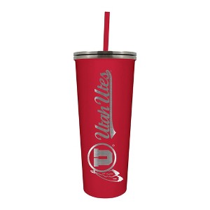 NCAA Utah Utes 24oz Skinny Tumbler with Straw - 1 of 4