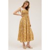 August Sky Women's Smocked Faux Tie Strap Sea Print Midi Dress - 3 of 4