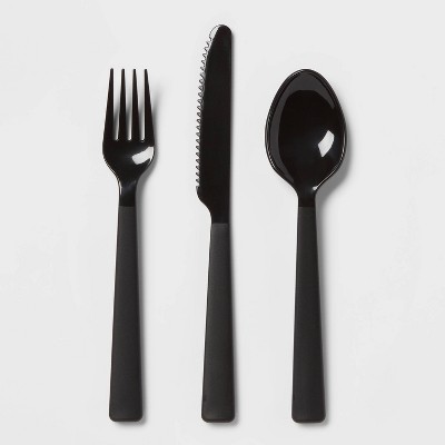 6pc Plastic Silverware Set Black - Room Essentials™