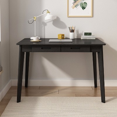Famapy 39.3"W Black Modern Design Writing Desk With 2 Drawers