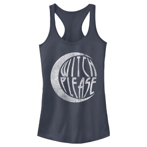 Juniors Womens CHIN UP Halloween Witch Please  Racerback Tank Top - Indigo - Small - 1 of 4